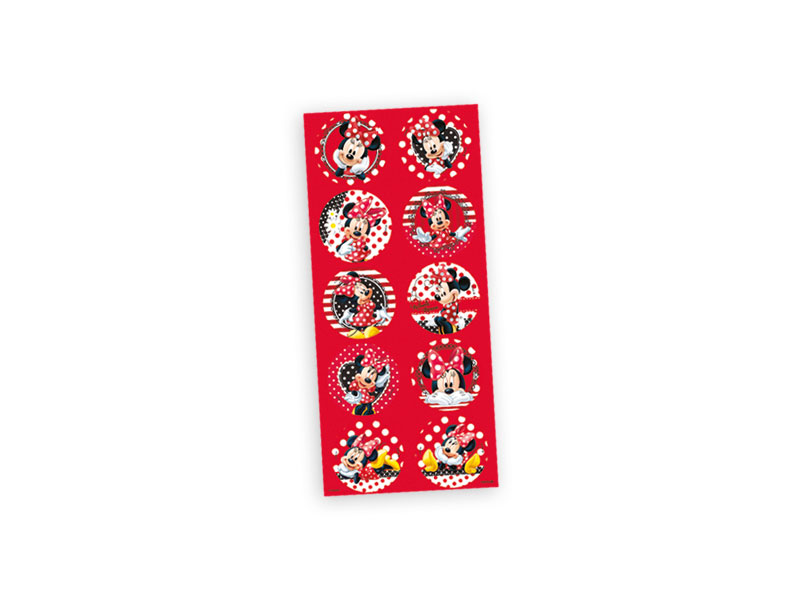 Adesivo Decorativo Redondo Minnie Vermelha - 03 Cartelas - Festas da 25
